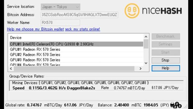 NiceHash Miner Legacy V1.9.0.2 RX570 4GB 8 Cards смотреть онлайн