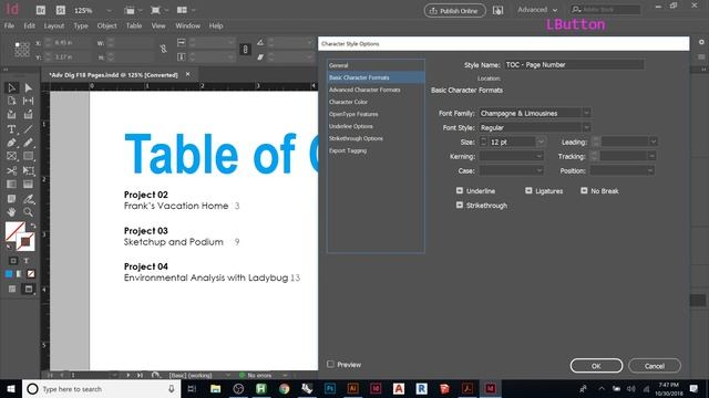 InDesign Tutorial | Automatic Table Of Contents