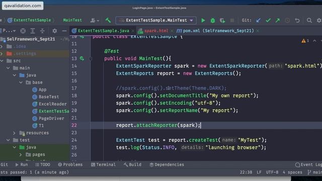 ExtentSparkReporter - send logs & test status to html report смотреть онлайн