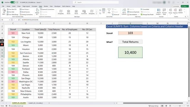 Excel SUMIFS : How to Sum Columns Based on Criteria and Column Header смотреть онлайн