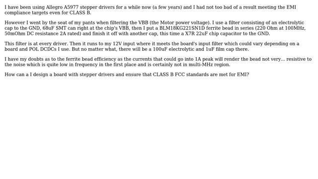 Electronics: Filtering Power To Stepper Motor Drivers For EMI