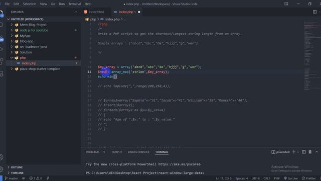 PHP - Exercises, Practice, Solution [ 24 ] get the shortest longest string смотреть онлайн