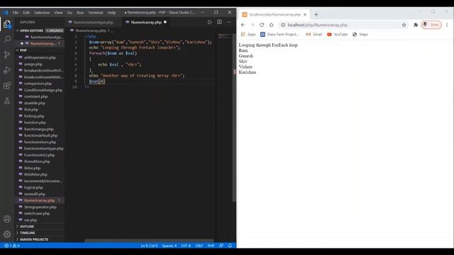 Index or Numeric Array PHP смотреть онлайн