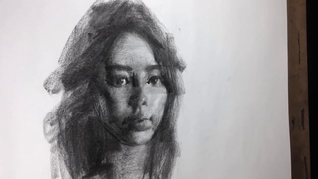 Drawing portrait in charcoal. смотреть онлайн
