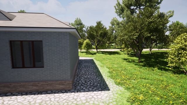 Проект № 3. Визуализация 1 этажного дома. Размеры дома 9*13. смотреть онлайн