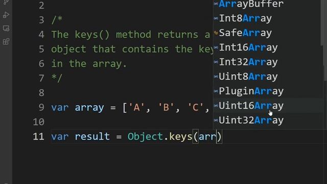 Javascript : : : Array.prototype.keys( ) смотреть онлайн