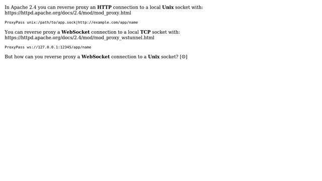DevOps & SysAdmins: ProxyPass a WebSocket connection to a UNIX socket смотреть онлайн