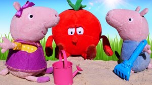 Свинка Пеппа и Джордж помогают в огороде - Учим овощи и инструменты. Видео Свинка Пеппа на русском