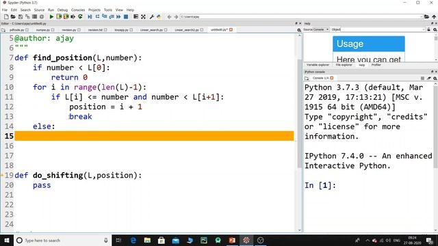 Inserting a new element in a sorted list. смотреть онлайн