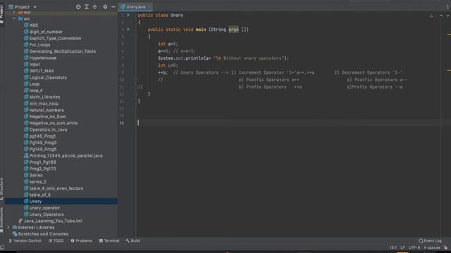 Unary Operators |Java Learning |IntelliJ IDEA| смотреть онлайн