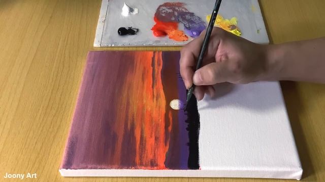 Easy Sunset Painting / Acrylic Painting For Beginners / STEP By STEP #202
