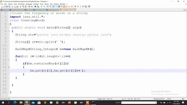 frequency of words in a String in Java смотреть онлайн