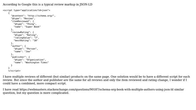 Webmasters: Schema markup (JSON-LD) for multiple reviews on one page смотреть онлайн