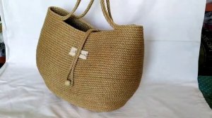 Сумка из джута (каната) в технике зигзаг на швейной машинке