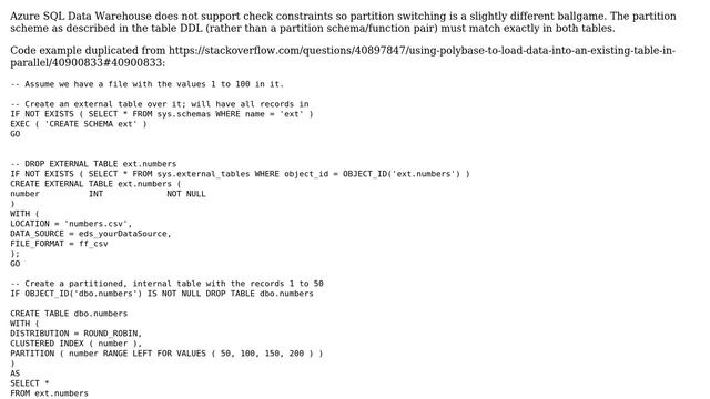 Databases: SQL Data Warehouse - Is it possible to switch a whole table to a partition? смотреть онлайн