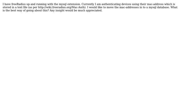 MySQL MAC Address Authentication with freeRadius смотреть онлайн