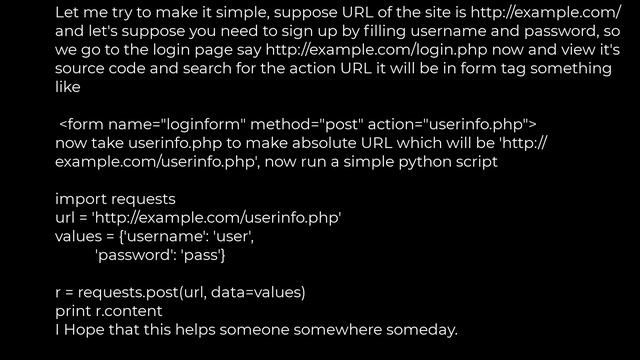 Python :How to "log in" to a website using Python's Requests module?(5solution) смотреть онлайн