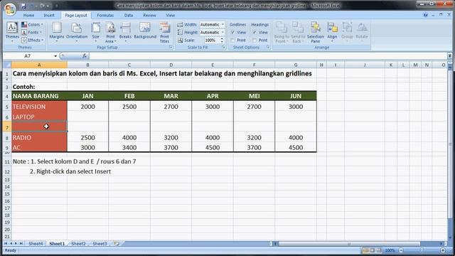 Excel 2007 tutorial | Cara Menyisipkan Sel, Insert Background dan Remove Gridlines смотреть онлайн