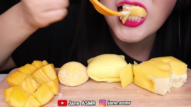ASMR MANGO BUBBLE TEA, CAKE, MOCHI, MACARON 망고 버블티, 케이크, 모찌 아이스크림, 마카롱 먹방 EATING SOUNDS смотреть онлайн