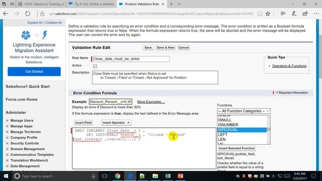 11 Validation Rules Close Date must be specified when Status is set Closed Salesforce.com смотреть онлайн