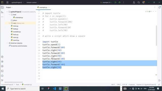 how to draw square in Python | Python full course in Hindi for beginner 2023 | Turtle in Python смотреть онлайн
