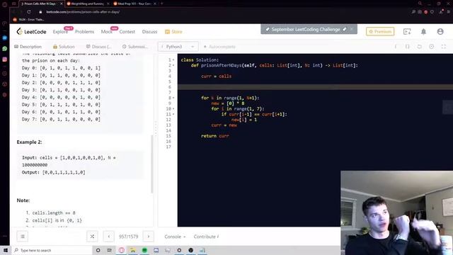 LeetCode 957: Prison Cells after N Days - Detailed Explanation and Solution (Python) смотреть онлайн