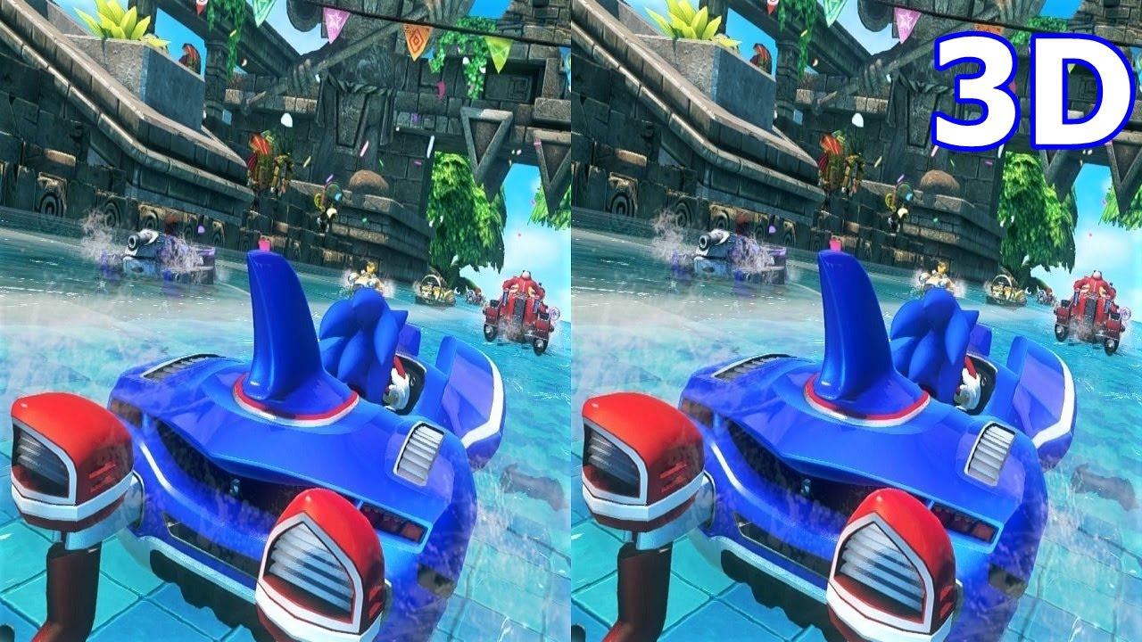 Sonic Racing 3D video 2 SBS VR box google cardboard смотреть онлайн