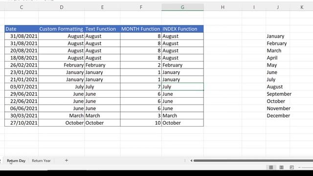 Return Year, Month or Day Name or Number From Date in Excel смотреть онлайн