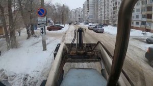 Погрузчик Экскаватор TEREX. Песка больше нет.Чистим дорогу от снега до асфальта.