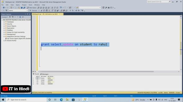 DCL Commands in SQL | Privileges: Grant & Revoke With Example || Hindi смотреть онлайн