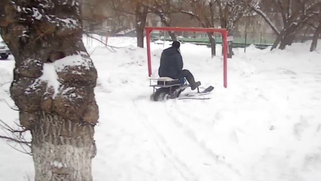 Самодельный мини-снегоход.Тест-драйв. смотреть онлайн
