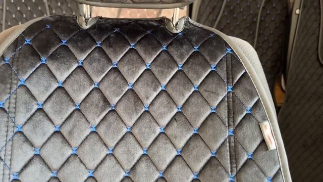 Накидка на переднее сиденье 1шт Алькантара, ALCANTRA черная+синяя нить смотреть онлайн