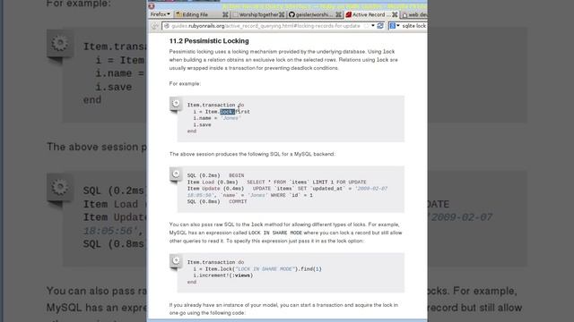 Pessimistic locking in Rails смотреть онлайн