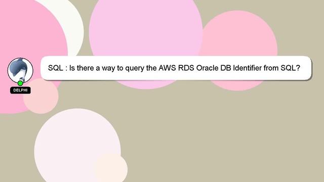 SQL : Is there a way to query the AWS RDS Oracle DB Identifier from SQL? смотреть онлайн