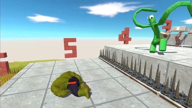 Jump Over Hammer Hand | Rainbow Friends VS Marvel - Animal Revolt Battle Simulator смотреть онлайн