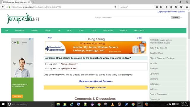 How many String objects be created by the snippet and where it is stored in Java?
| javapedia.net смотреть онлайн