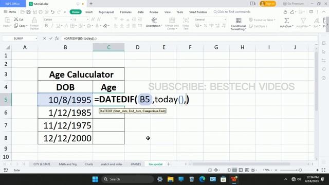 how to calculate age in excel with date of birth | how to calculate age in excel from dob смотреть онлайн