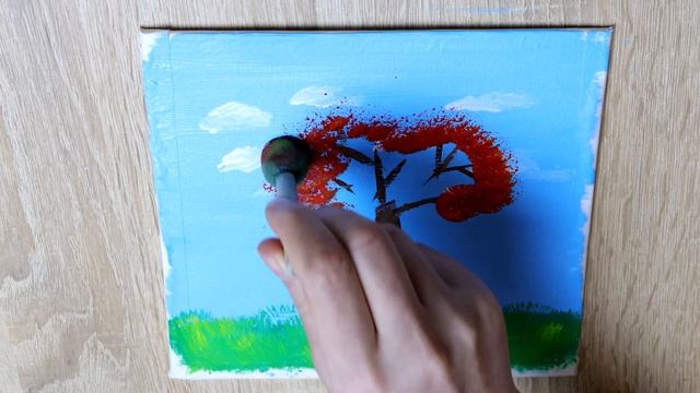 Дерево и Небо * Легкая акриловая живопись * #1 смотреть онлайн