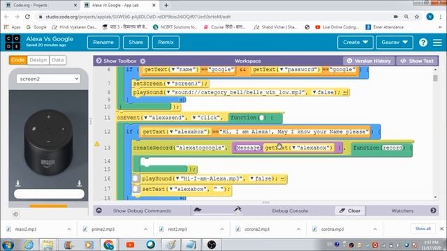 Alexa Vs Google Assistant in Applab on Code.org | Virtual Assistant | Chatbot смотреть онлайн