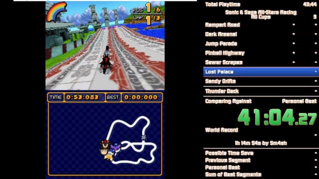 Sonic & Sega All-Stars Racing DS All Cups% speedrun 1:24:52.50 смотреть онлайн