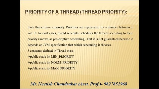 Priority of Thread Thread Priority With Example | By Mr. Neetish Chandrakar смотреть онлайн