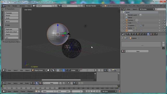 Как создать трансформацию сферы в Blender. Sphere transformation смотреть онлайн
