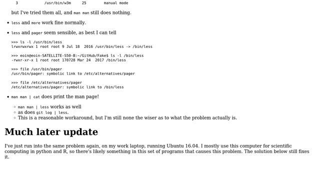 Ubuntu: No output from some paginated commands (man, git log) смотреть онлайн