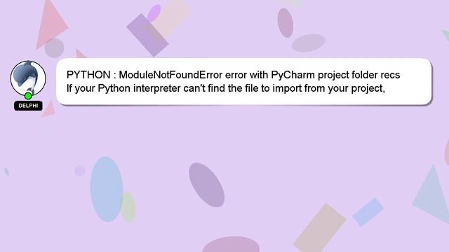 PYTHON : ModuleNotFoundError error with PyCharm project folder recs смотреть онлайн