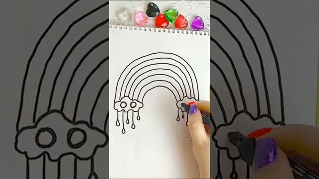 Рисуем радугу?|рисунки для детей| Лёгкие рисунки фломастерами| смотреть онлайн