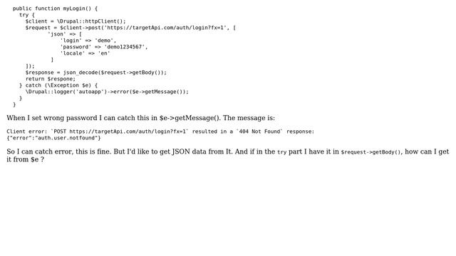 Drupal: How to get JSON data from exception in httpClient()? смотреть онлайн
