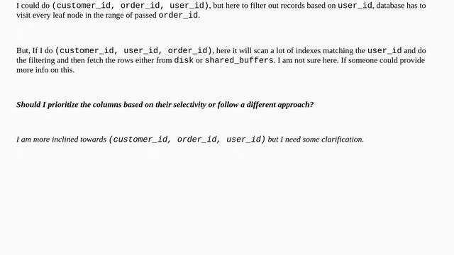 Dba: Optimal order for creating a composite index in PostgreSQL with multiple conditions смотреть онлайн