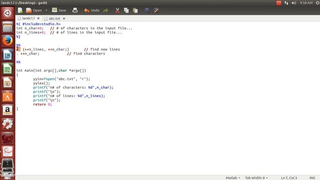 Lex Program to Count number of characters and lines from input file смотреть онлайн
