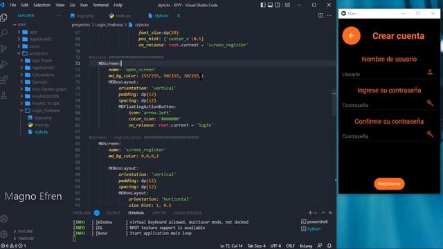 Aplicación android en Python con base de datos - Iniciar sesión y crear cuenta смотреть онлайн