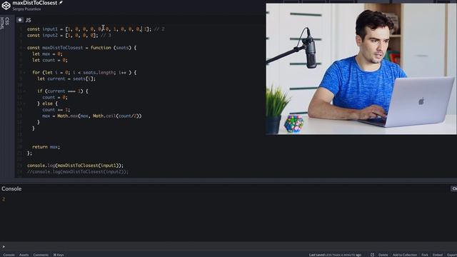 Задача с Leetcode. Расчет максимального расстояния до ближайшего соседа в кинотеатре | JS смотреть онлайн